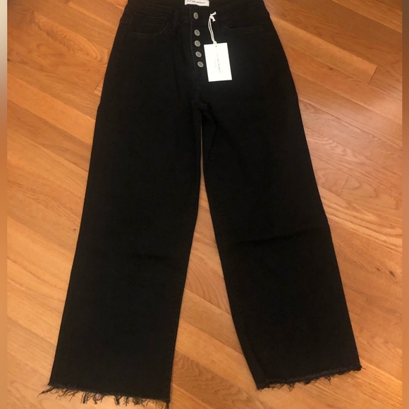 Flying monkey wide leg crop black jeans button fly stretchy NWT - Picture 3 of 3